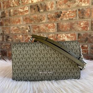 Michael Kors Green Monogram Crossbody Bag